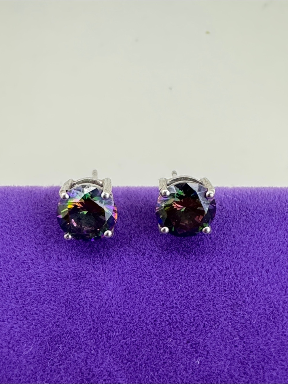 💛 Sterling Silver Mystic Topaz Round Stud Earrings